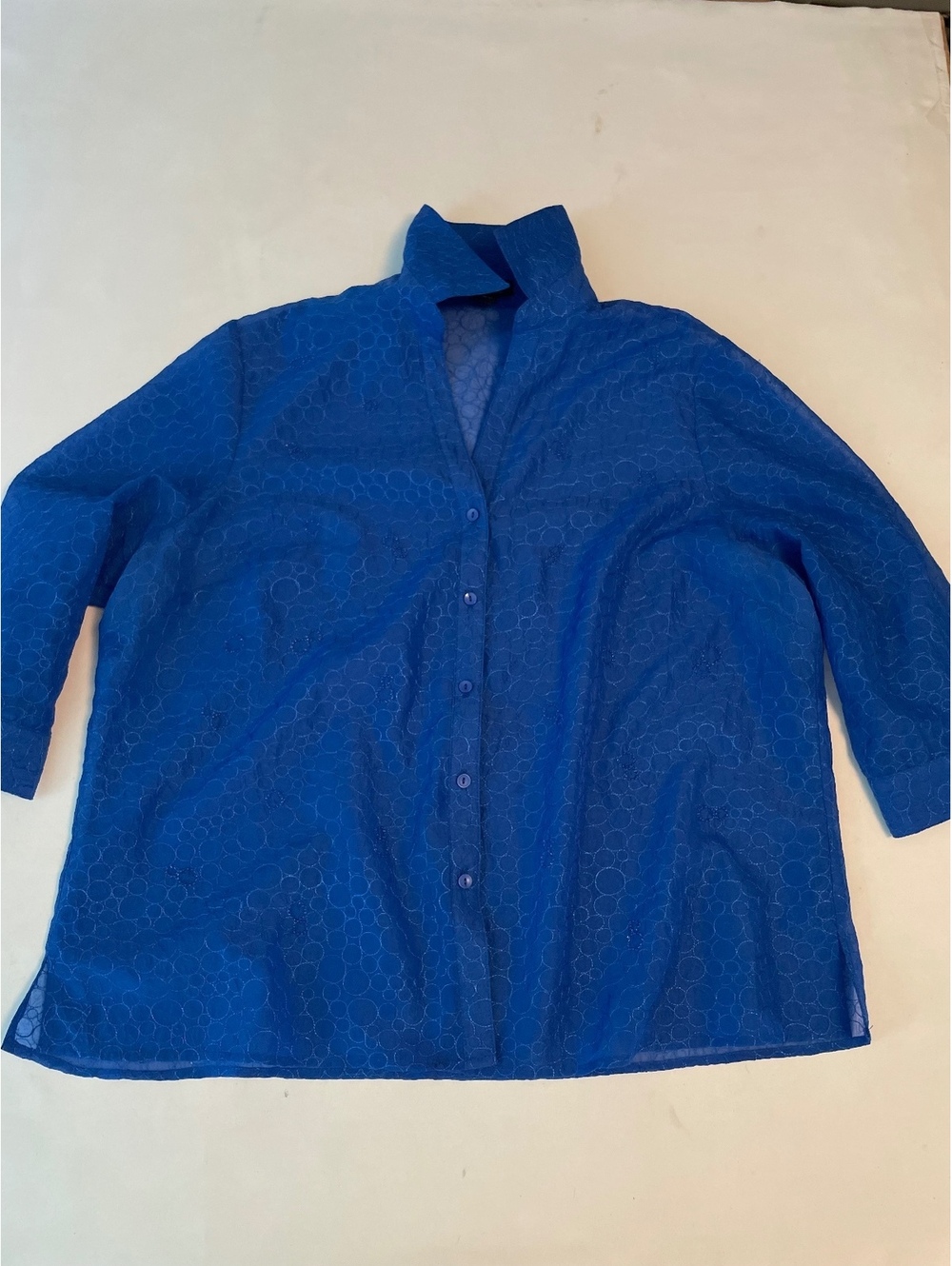 Karen Arnold Woman Blue Button-Up Blouse Size 2X